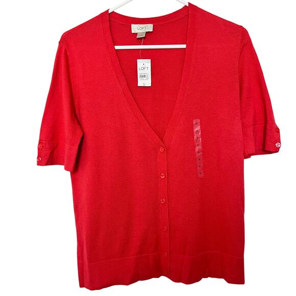 LOFT Tops - LOFT Short Sleeve Orange Sweater Size S